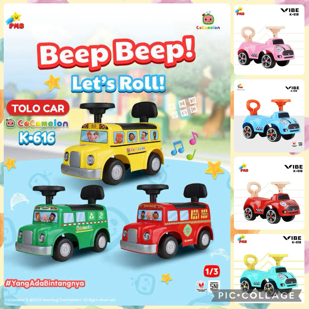 MAINAN ANAK MOBIL PMB TOLOCAR K618 VIBE / Mobil Anak Bisa Dinaiki / MOBIL DORONG ANAK VIBE K618