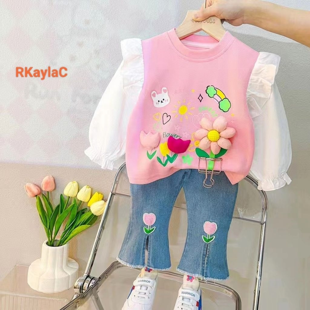 Setelan Jins Anak Cewek 1-4 tahun - Baju Lebaran Anak Perempuan