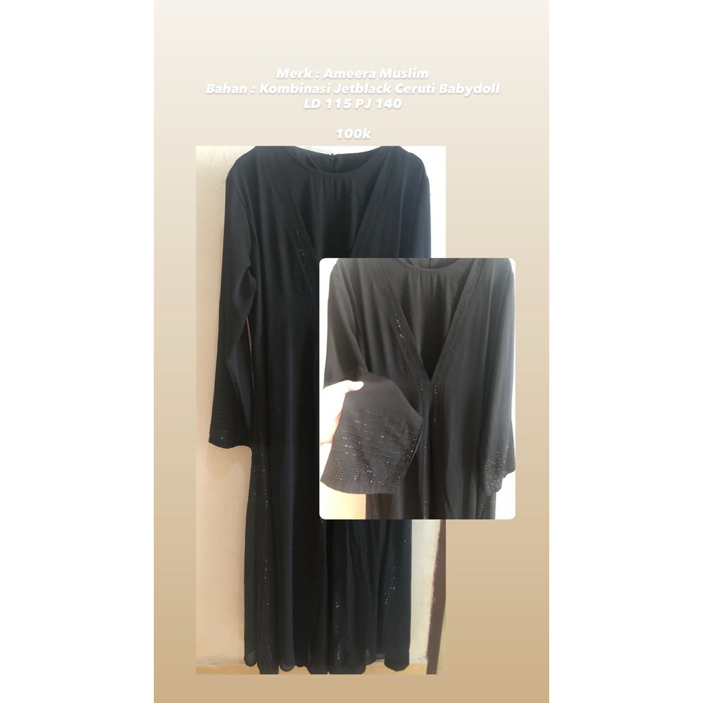 preloved abaya hitam Ameera Muslim