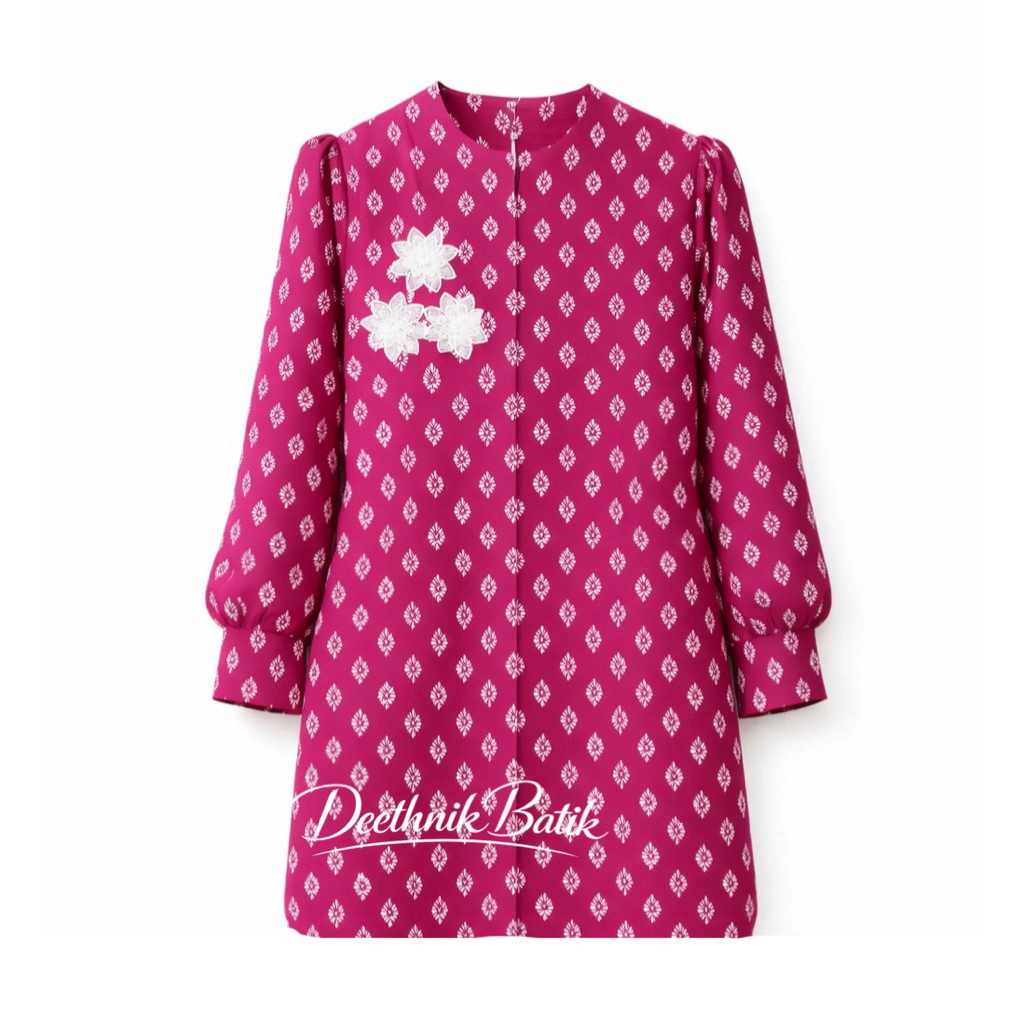 Tunik batik wanita warna ungu anggur batik cap asli