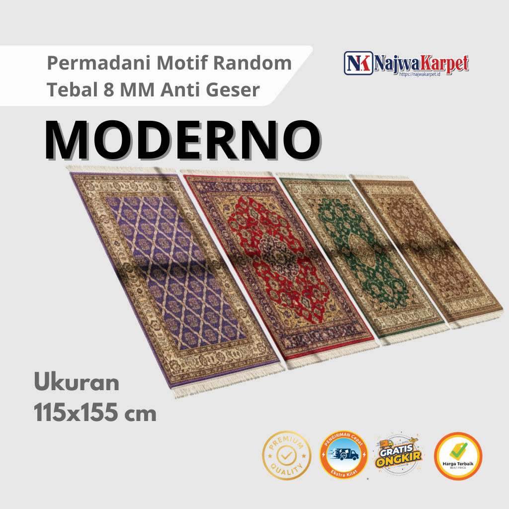 Karpet Ruang Tamu uk 230x310 cm - Moderno Permadani Lantai Jumbo Tebal