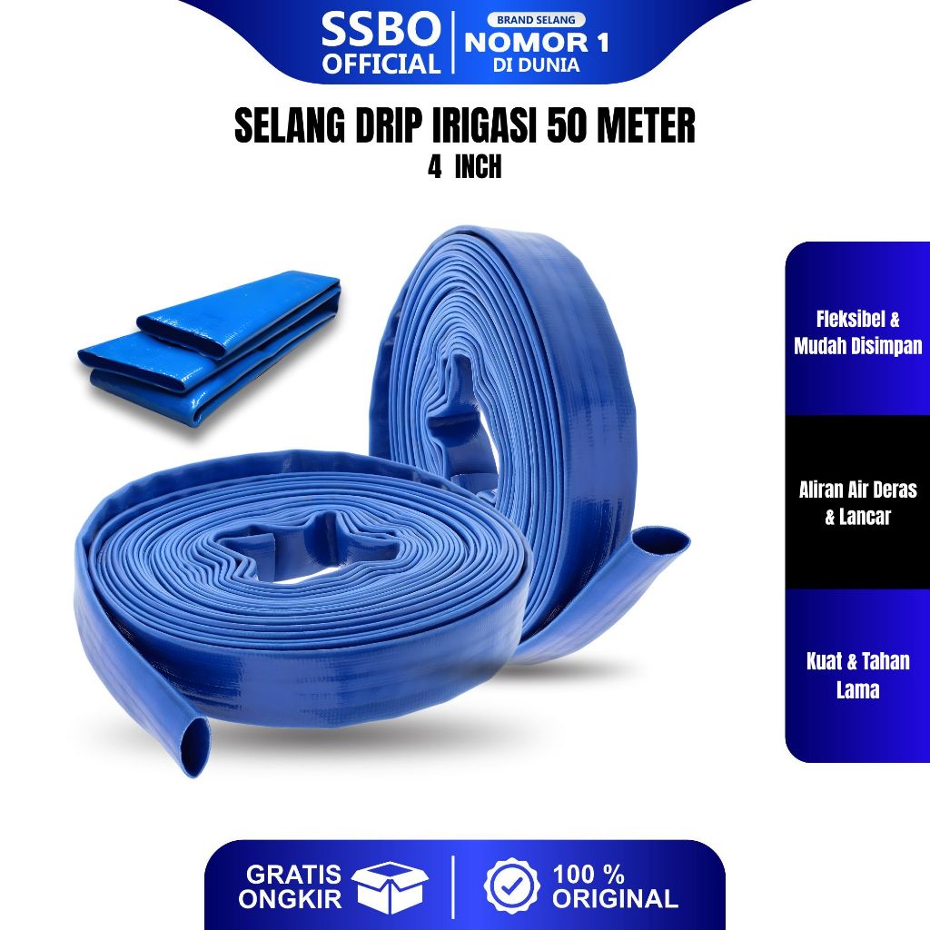 SSBO SELANG IRIGASI 4 INCH 50 METER SELANG DRIP IRIGASI EFISIEN SELANG PERKEBUNAN PERSAWAHAN COD