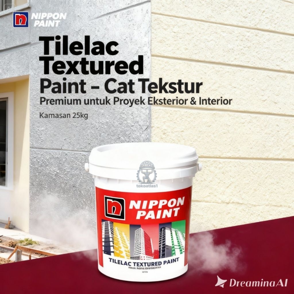 Nippon Paint Tilelac Textured Paint 25Kg — Cat Dinding Tekstur Premium Bisa Untuk Dinding, Beton & M