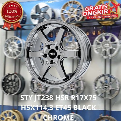 PELEK HSR WHEEL STY ORIGINAL R17 BLACK CHROME VELG MOBIL XL7 INNOVA L300