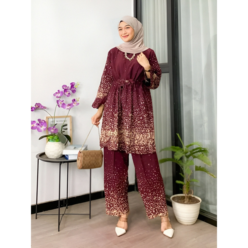 Tunik Tunic Baju Atasan Setelan One Set Lebaran Hari Raya Idul Fitri Terbaru 2026 Wanita Muslimah Re