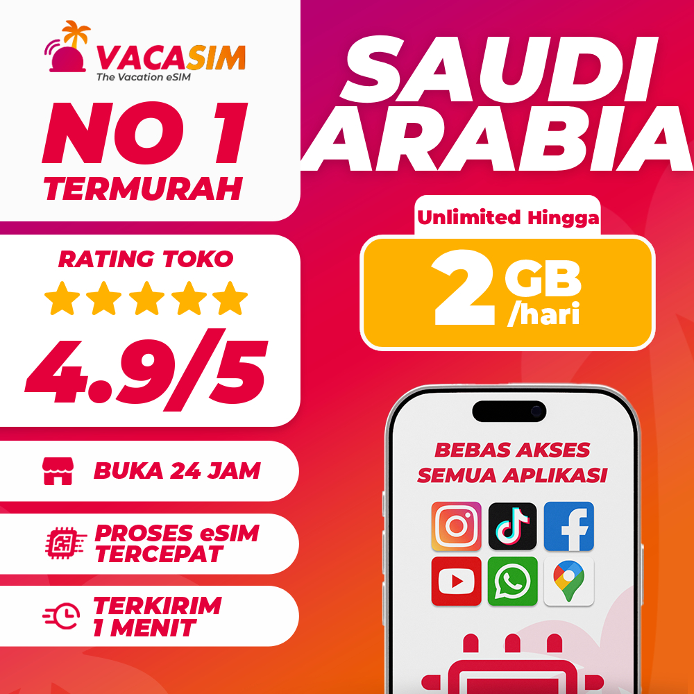 eSIM Umroh Haji Mekkah Saudi Arabia Unlimited Kuota Data Internet | eSIM Umroh Arab Saudi Quota Extr