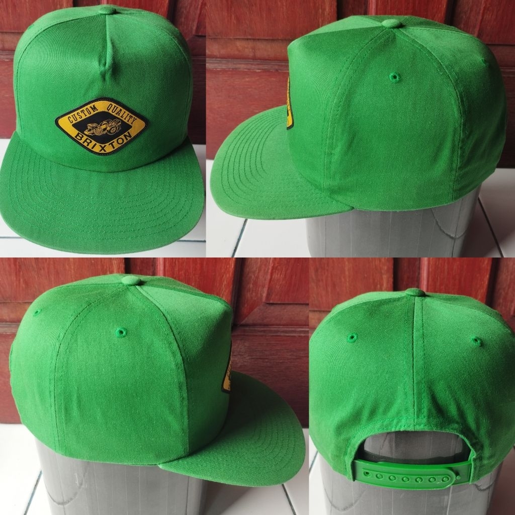 Topi snapback vintage Brixton hijau army second preloved