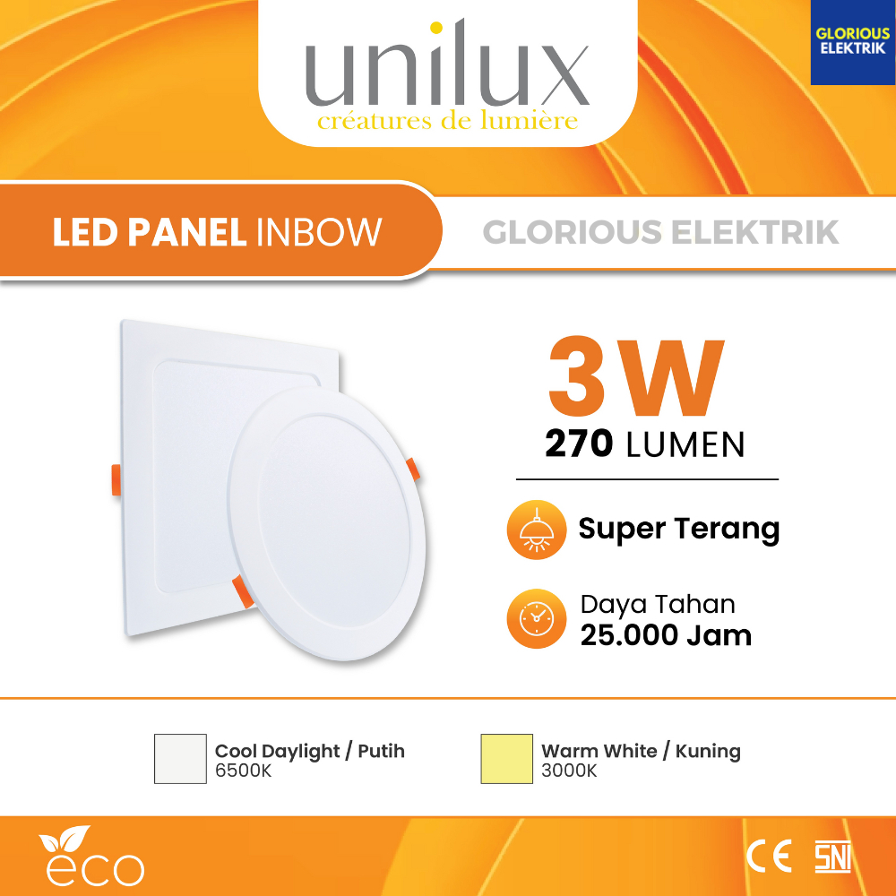 Lampu Downlight Panel LED 3 Watt Bulat Kotak Inbow