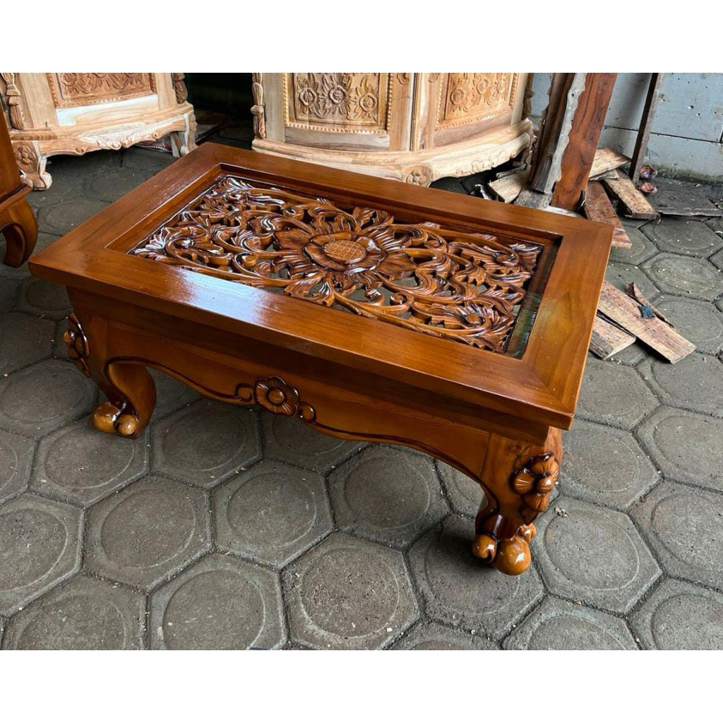 meja lesehan kayu jati 120x60