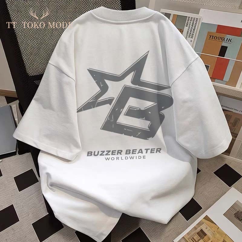Pola huruf bintang "Buzzer Beater" ala Amerika | Kaos  terbaru 2026 | Kaos berkualitas tebal | kaos 
