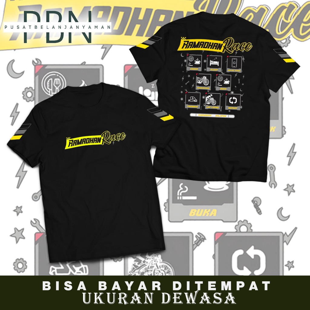 Kaos Pria Marhaban Balapan Kuning Baju Lengan Pendek Racing Unisex 1447 Hijriah Combed 24s Cod