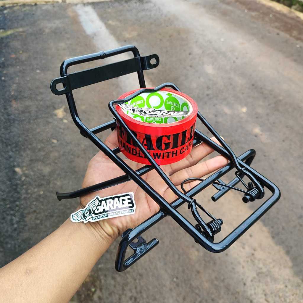 Rak Jepit depan Suzuki RC 100 HITAM MODEL JDM ADA DUDUKAN LAMPU Bagasi Depan RC 80 Dudukan Plat No d