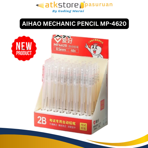 (1 Pcs) Aihao Pensil Mekanik MP-4620 0,5mm transparant/Mechanical Pencil/Pensil 2B