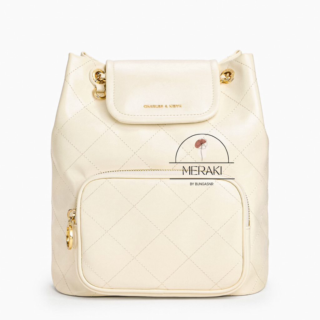 CHARLES & KEITH APFRA QUILTED FRONT FLAP BUCKET BAG