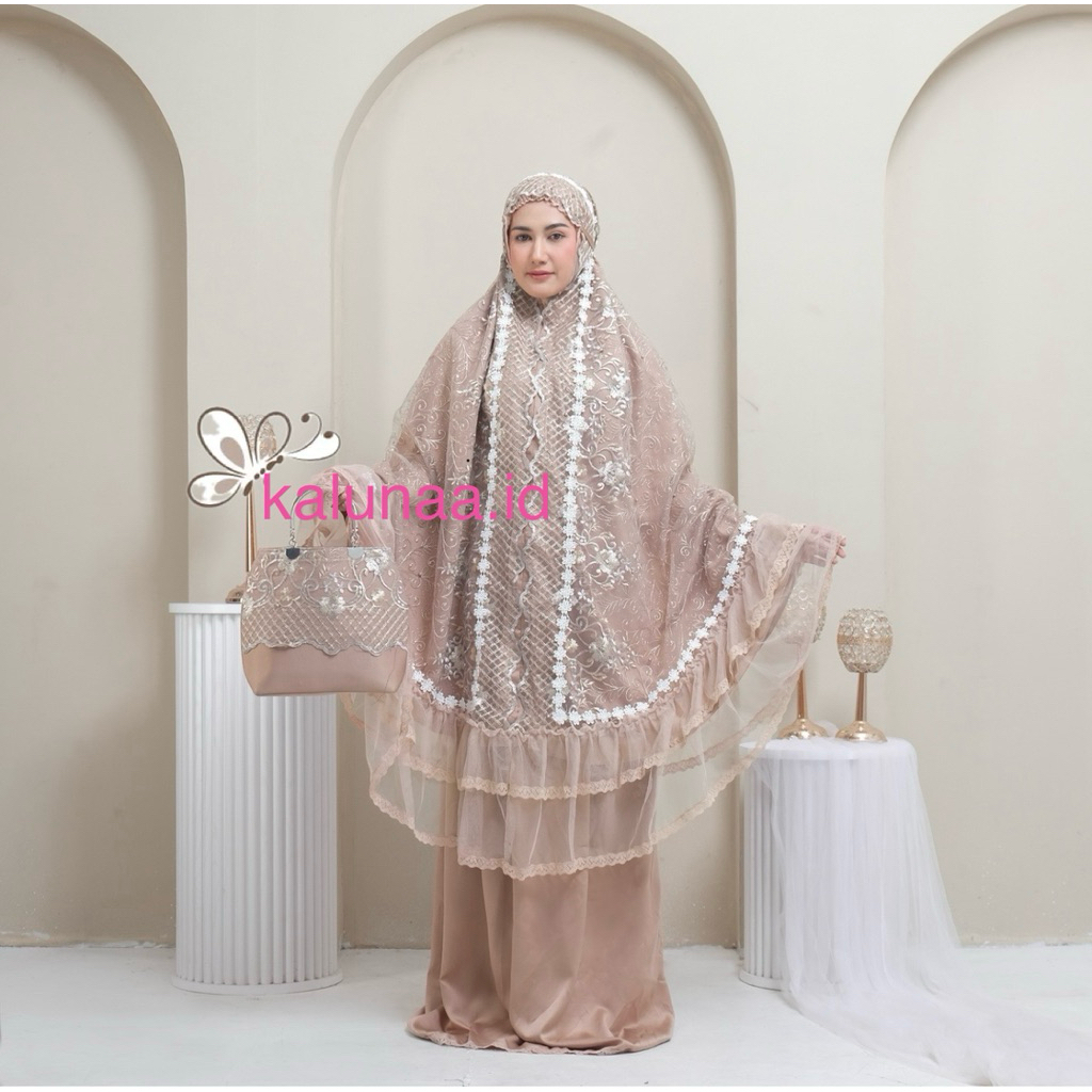 Kalunaa.id  - Mukena Silk Sutra Velvet Premium Brukat Mewah Mukena Luxury Cantik Bonus Tasbih dan Ta