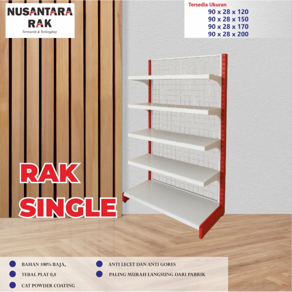 Rak Gondola Minimarket Rak Single / Rak Tepi / Rak Dinding untuk Minimarket