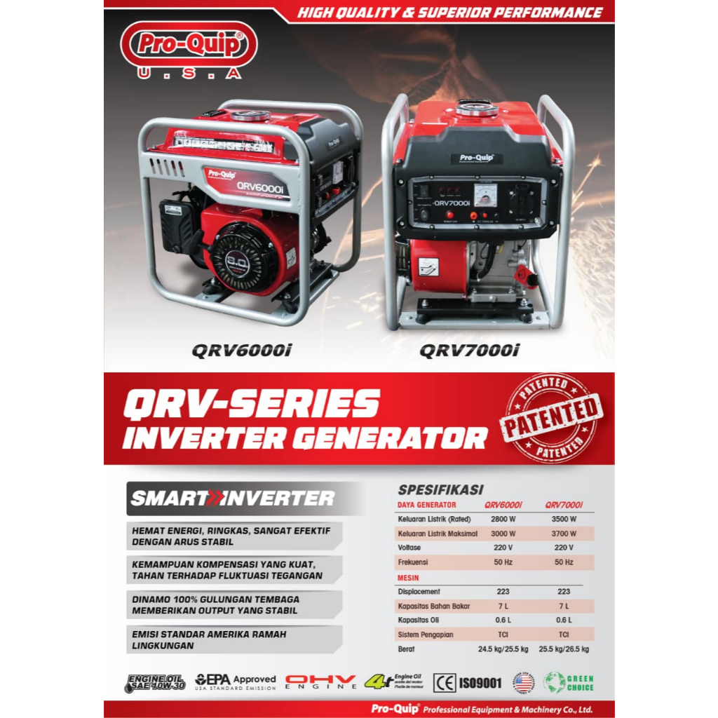 PROQUIP QRV6000i Mesin Genset Listrik / Genset Bensin / Gasoline Generator Genset