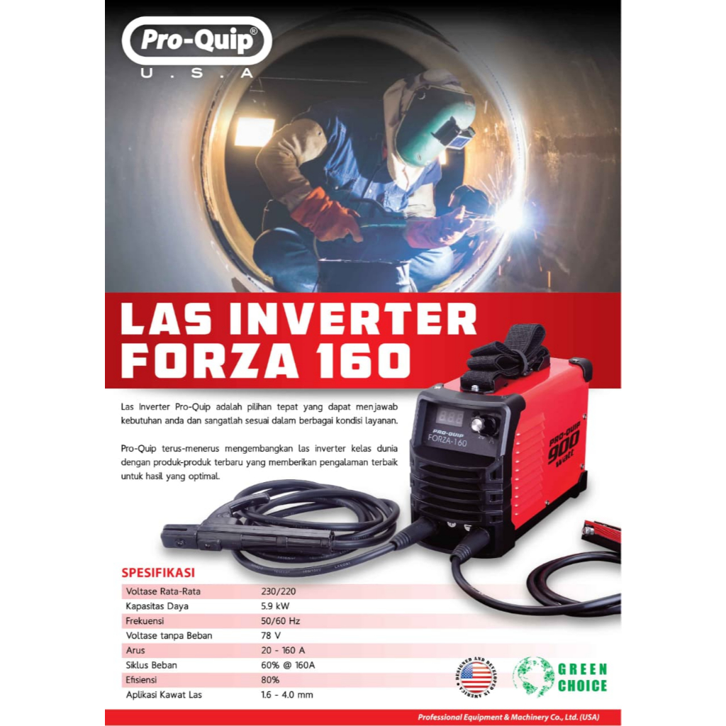 PROQUIP FORZA160 Mesin Las Listrik / Travo Las Inverter IGBT MMA 160A