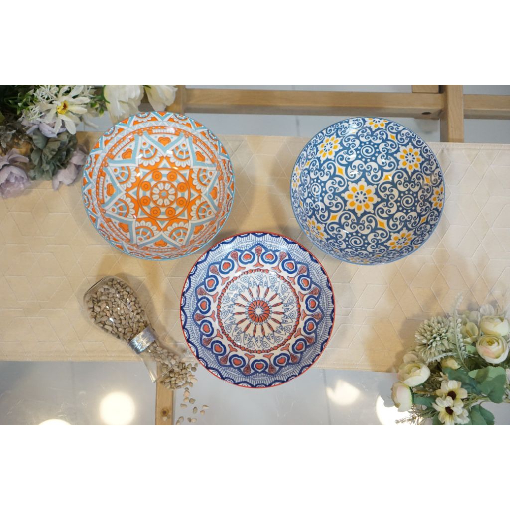[X27-4] Mangkok Sayur 8” Motif/Mangkok sayur motif/Mangkok sayur cantik/Mangkok sayur aesthetic