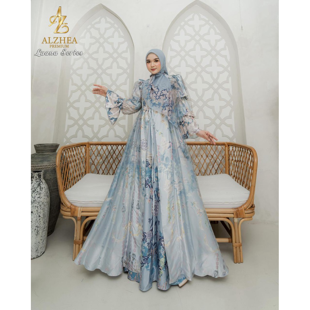 Luana Series Premium Dress Set + Scarf Gamis Turki Elegan Delova Silk Busui & Wudhu Friendly | LD 90