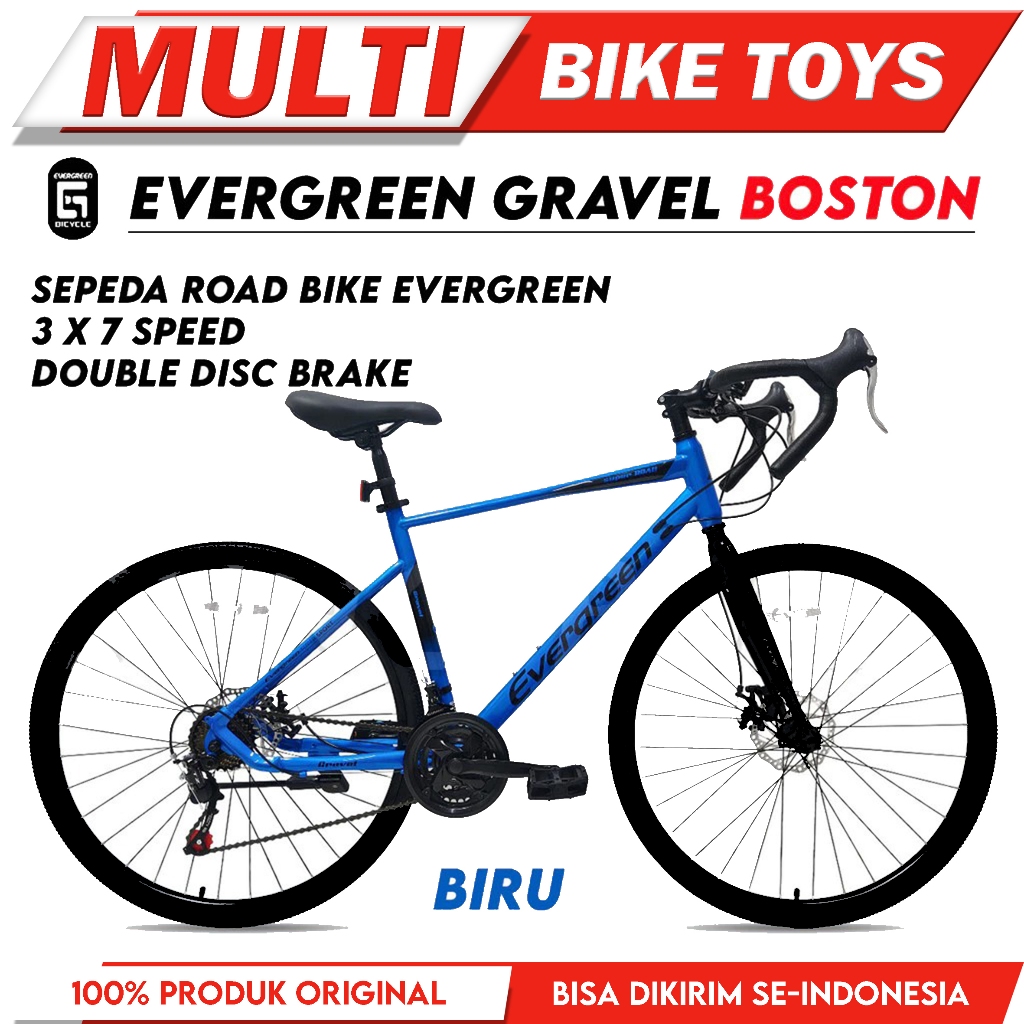 Sepeda Roadbike Gravel EVERGREEN Boston 700 C inner Cable Road Bike 3 x 7 Speed rem disc brake