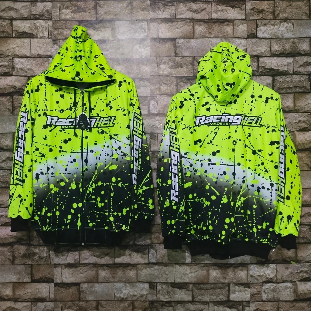 JAKET RACING FULLPRINT ABSTRAK HIJAU STABILO