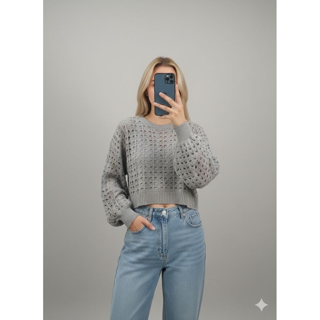 SWEATER RAJUT || BELLA SWEATER RAJUT WANITA CROP