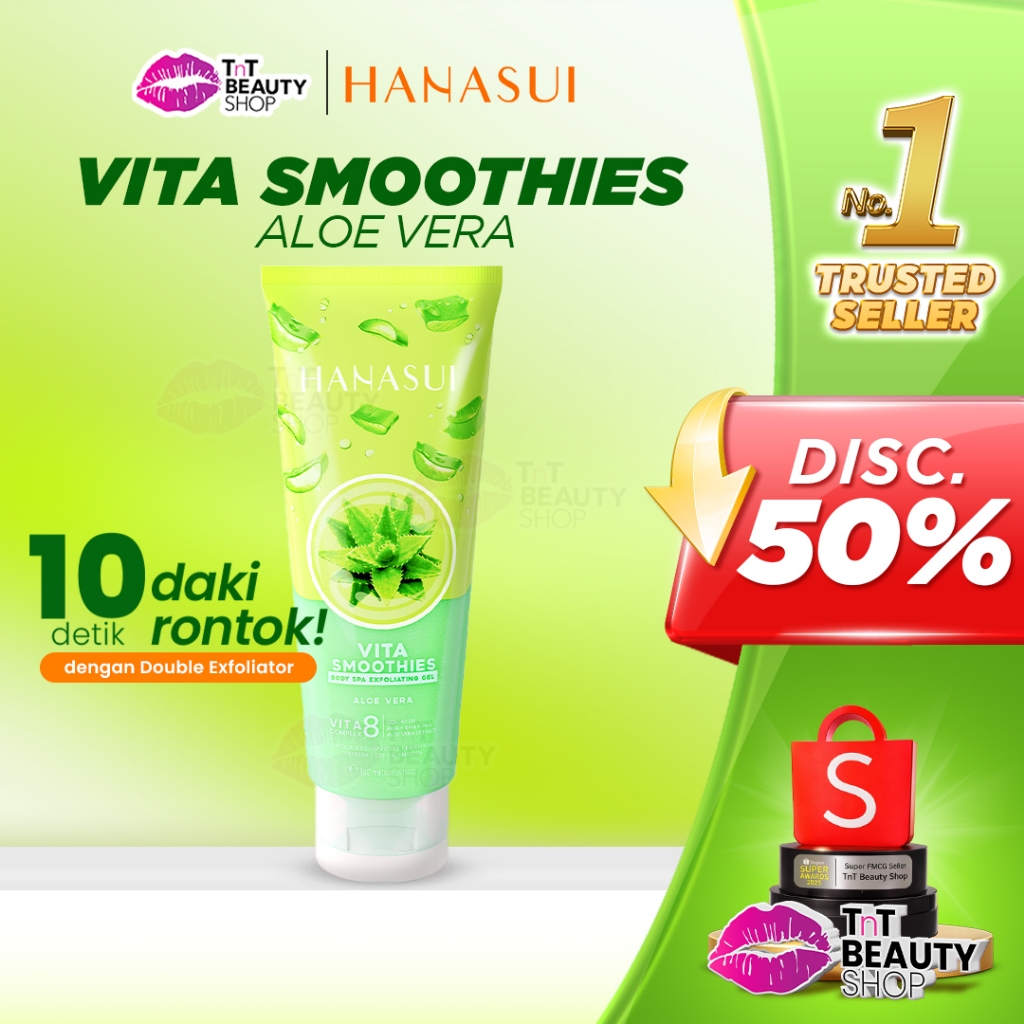 Hanasui Vita Smoothies Body Spa Exfoliating Gel Aloe Vera 180 ml - VITA 8 Complex Double | TnT Beaut