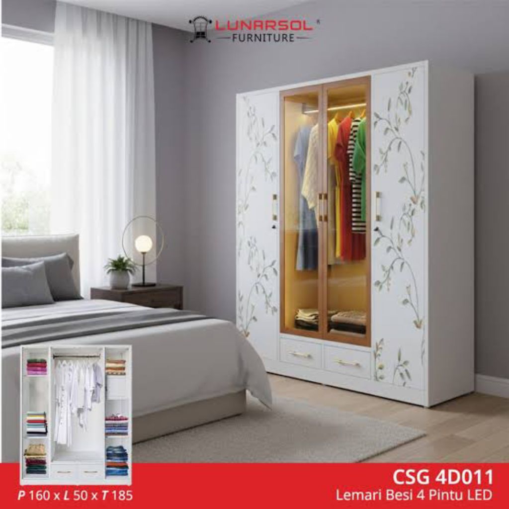 Lemari Baju plat besi 4 pintu lemari pakaian 4 pintu jumbo
