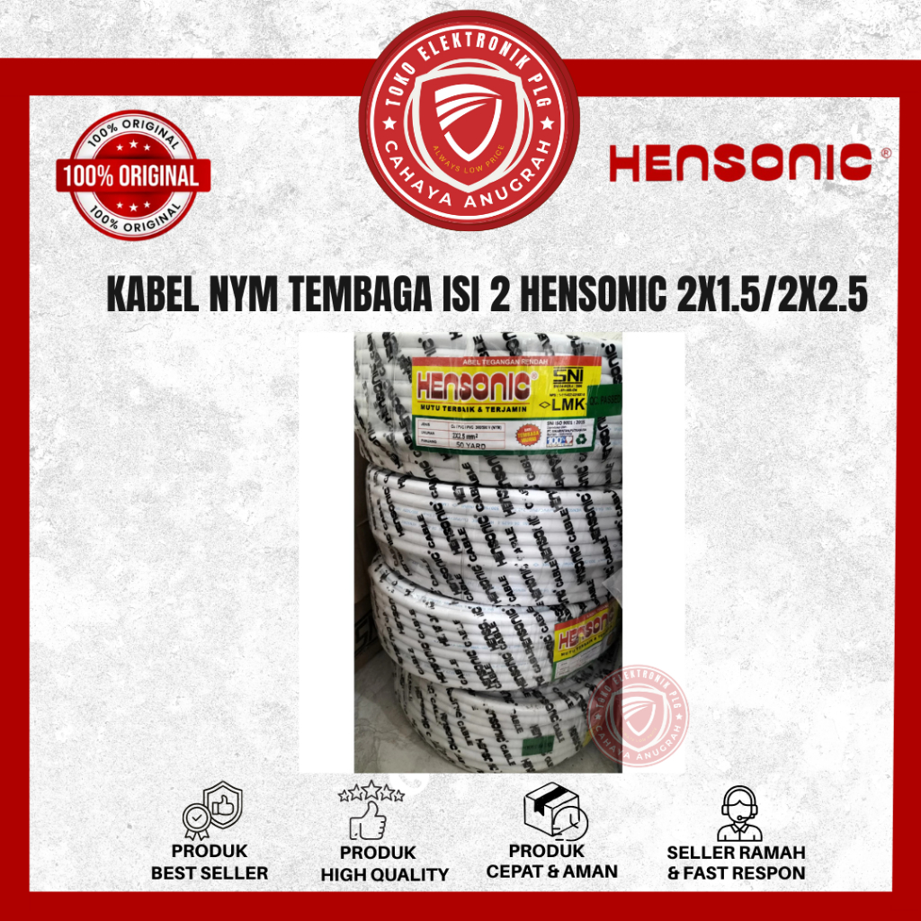 Kabel Listrik HENSONIC NYM 2 x 1.5 mm / 2 x 2.5 Eceran / Permeter