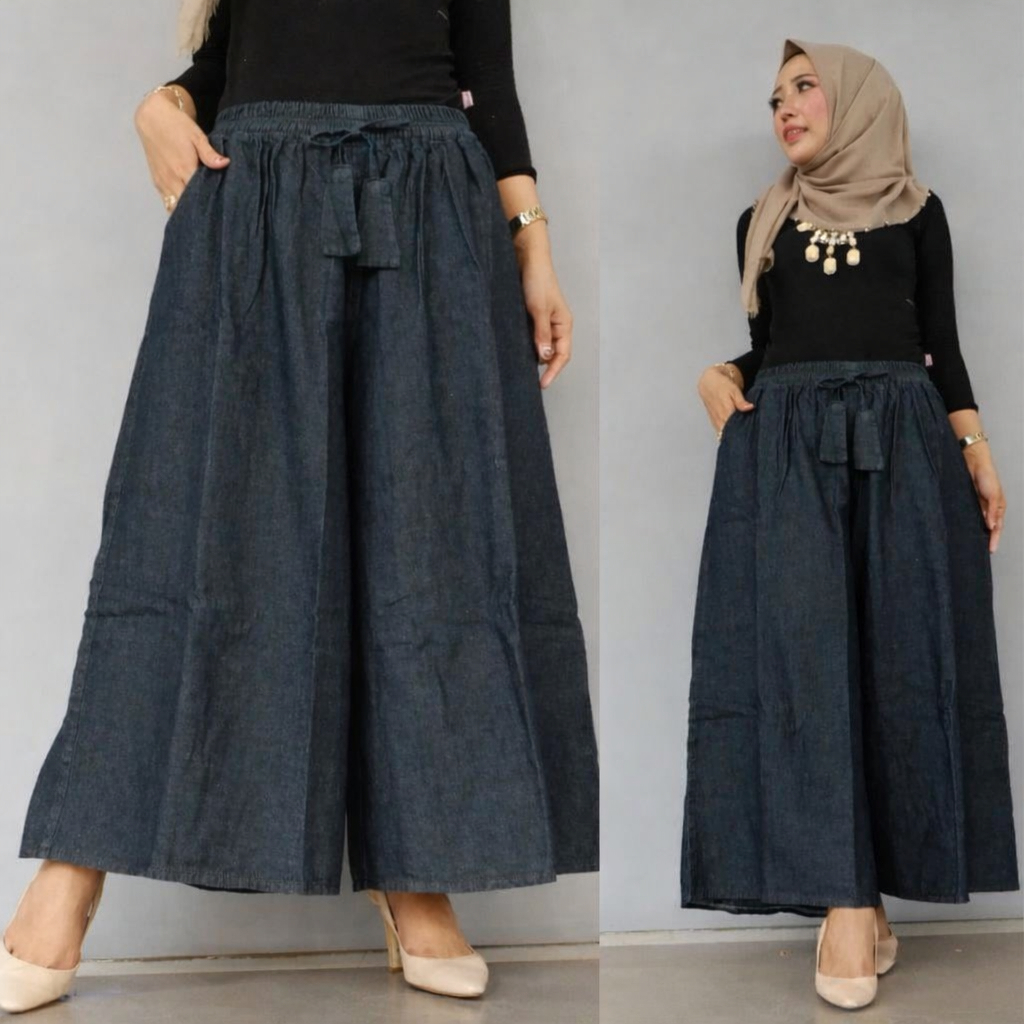 import palazo jelita kulot payung lebar jeans wash premium big size jumbo