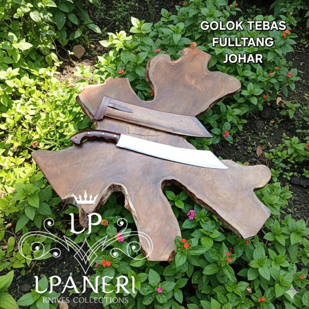Perkakas golok kebun fulltang baja sepuh Lpaneri