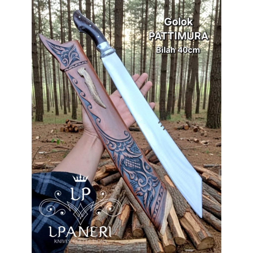 Perkakas golok panjang pb40cm baja sepuh mala Lpaneri