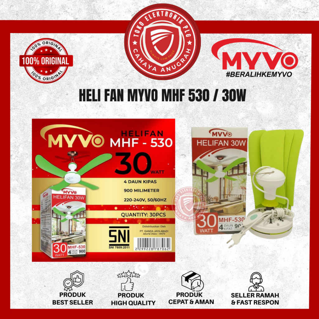 KIPAS ANGIN GANTUNG MYVO / HELIFAN MYVO /KIPAS BALING MYVO 30 WATT 4 SAYAP