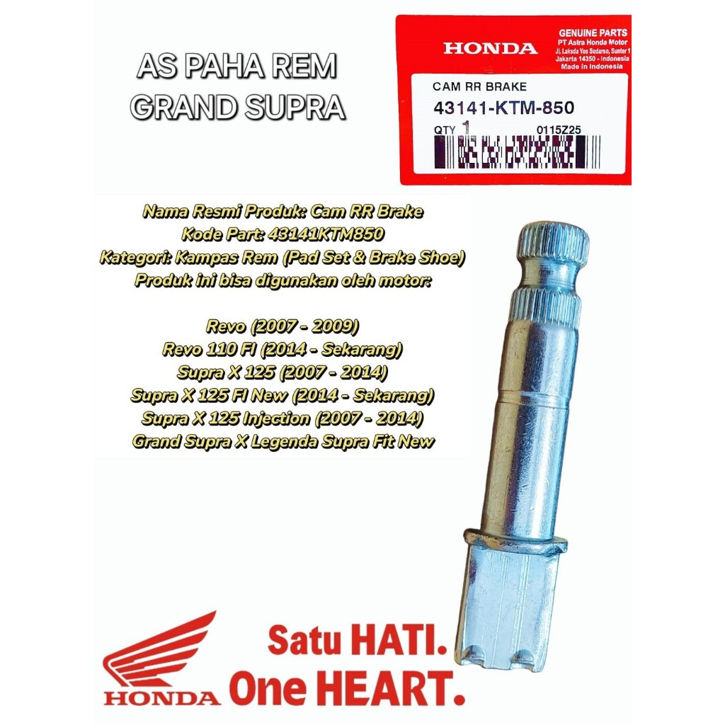 As Paha Rem Grand Supra X 125 43141-KTM-850 Original