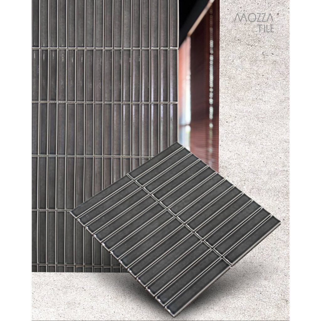 Mosaic Dinding Kamar Mandi Keramik Backsplash Dinding Keramik Dinding Interior MOZZA NAGI GREY