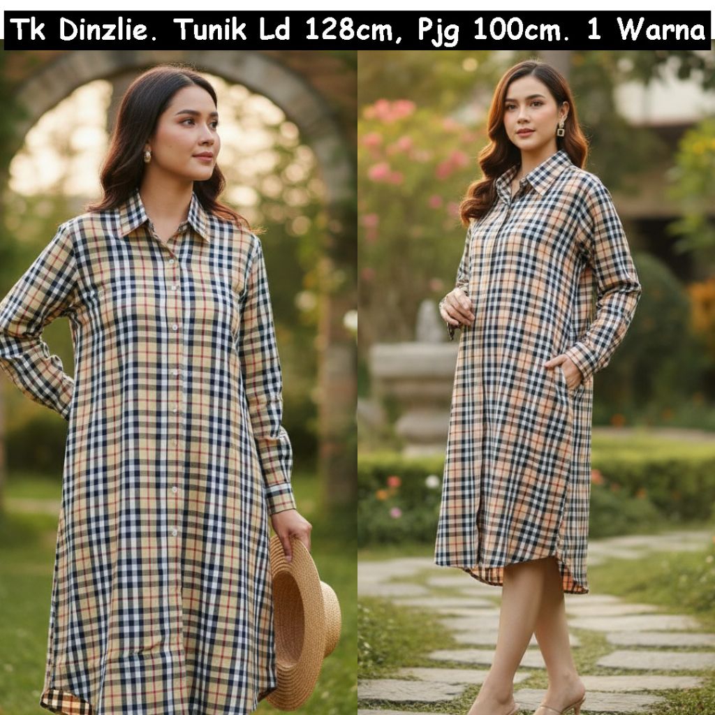 Tunik Kotak Wanita Jumbo Ld 128cm | Baju Tunik Panjang Adem & Nyaman