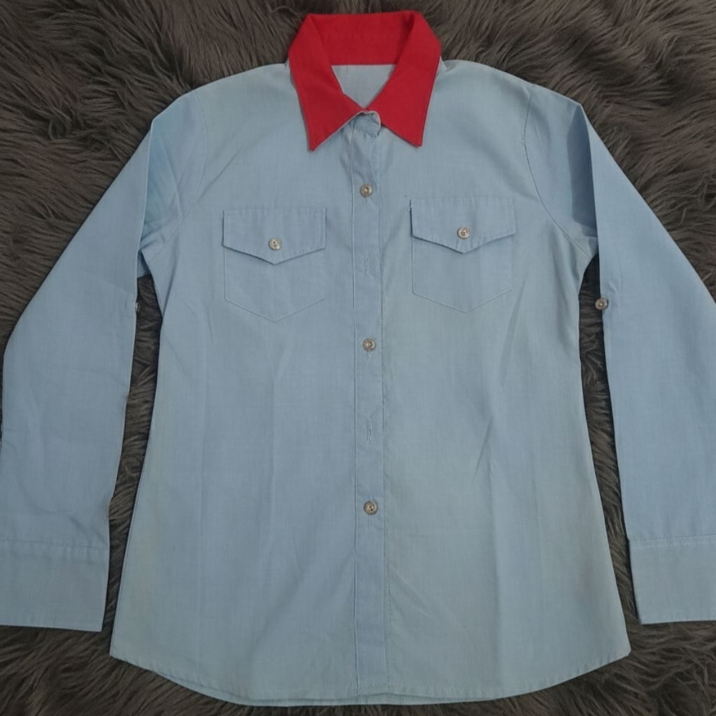 Kemeja Pria/Wanita Biru Muda