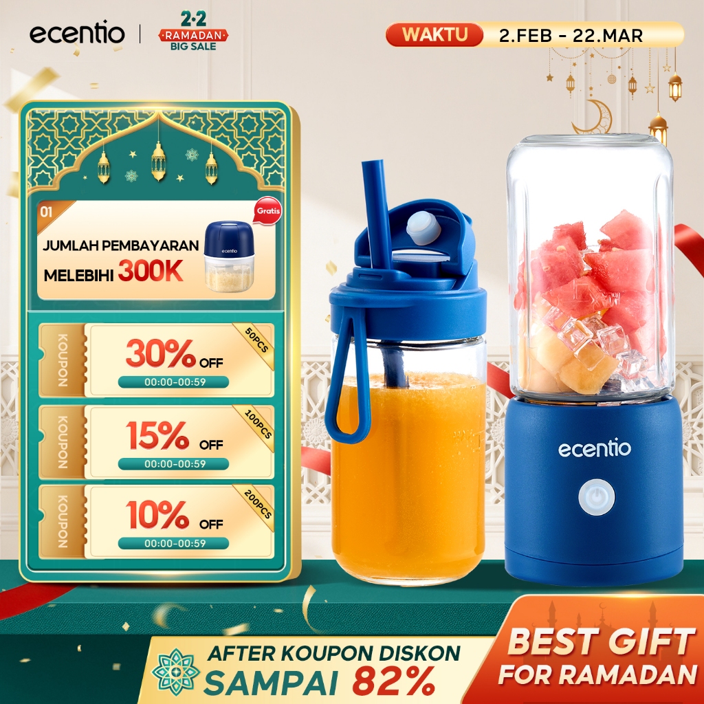 ecentio blender portable kapsul Kaca Gelas juicer buah tanpa ampas 10 Pisau blender jus buah hand bl