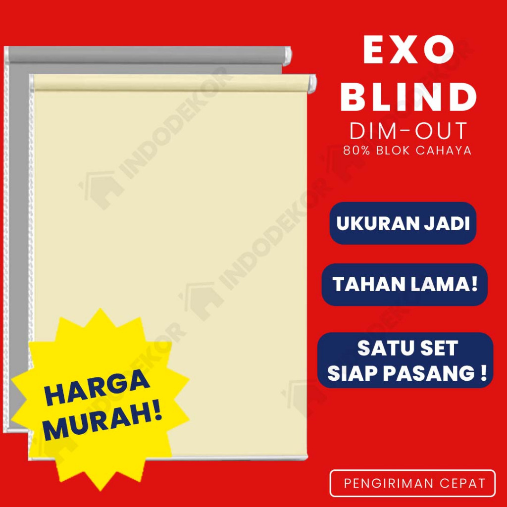 Roller Blind Dimout EXO / Sharp Point Ukuran Jadi - Tirai Gulung Jendela