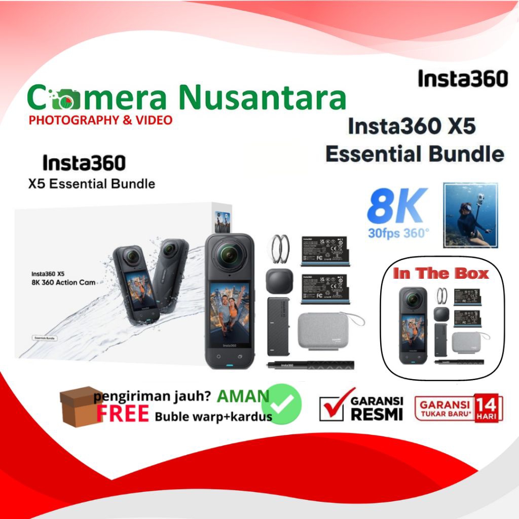 Insta360 X5 Essential Bundle 8K 360 Action Camera Insta 360 One X5  Action Cam Garansi Resmi