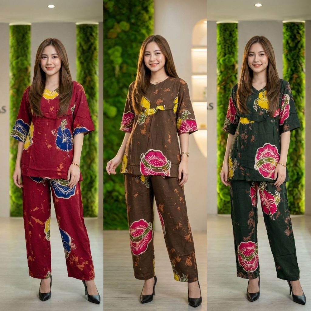 Setelan Batik Cap Celana Panjang Motif Sunan | Setelan Wanita Kekinian