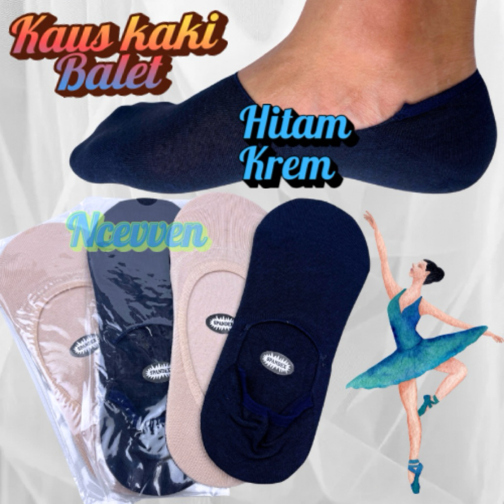 6pcs Kaus kaki invisible wanita cewek hitam cream ankle balet hidden sock pria anti bakteri stocking