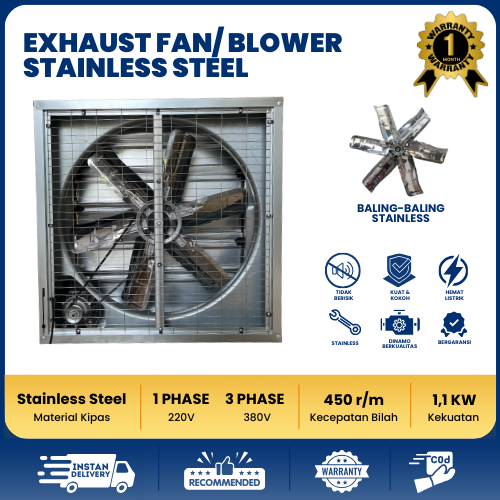 Blower Exhaust Fan Stainless Steel - Untuk Industri Dapur Kandang Ayam