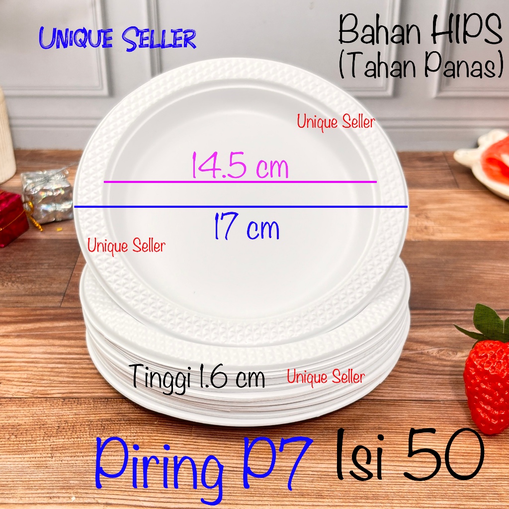 [Isi50] Piring Plastik Kue Nasi Buah 17 cm PR7 Piring Putih Cake Tart Rujak Bihun Mie Pangsit Roti
