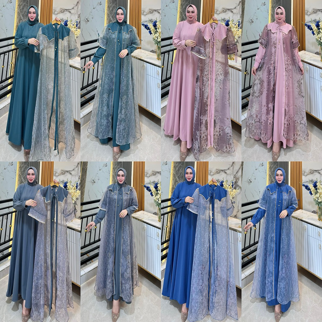 gamis set hijab organza lepas pasang gamis bini orang terbaru model lepas rompi gamis rompi lepas ga