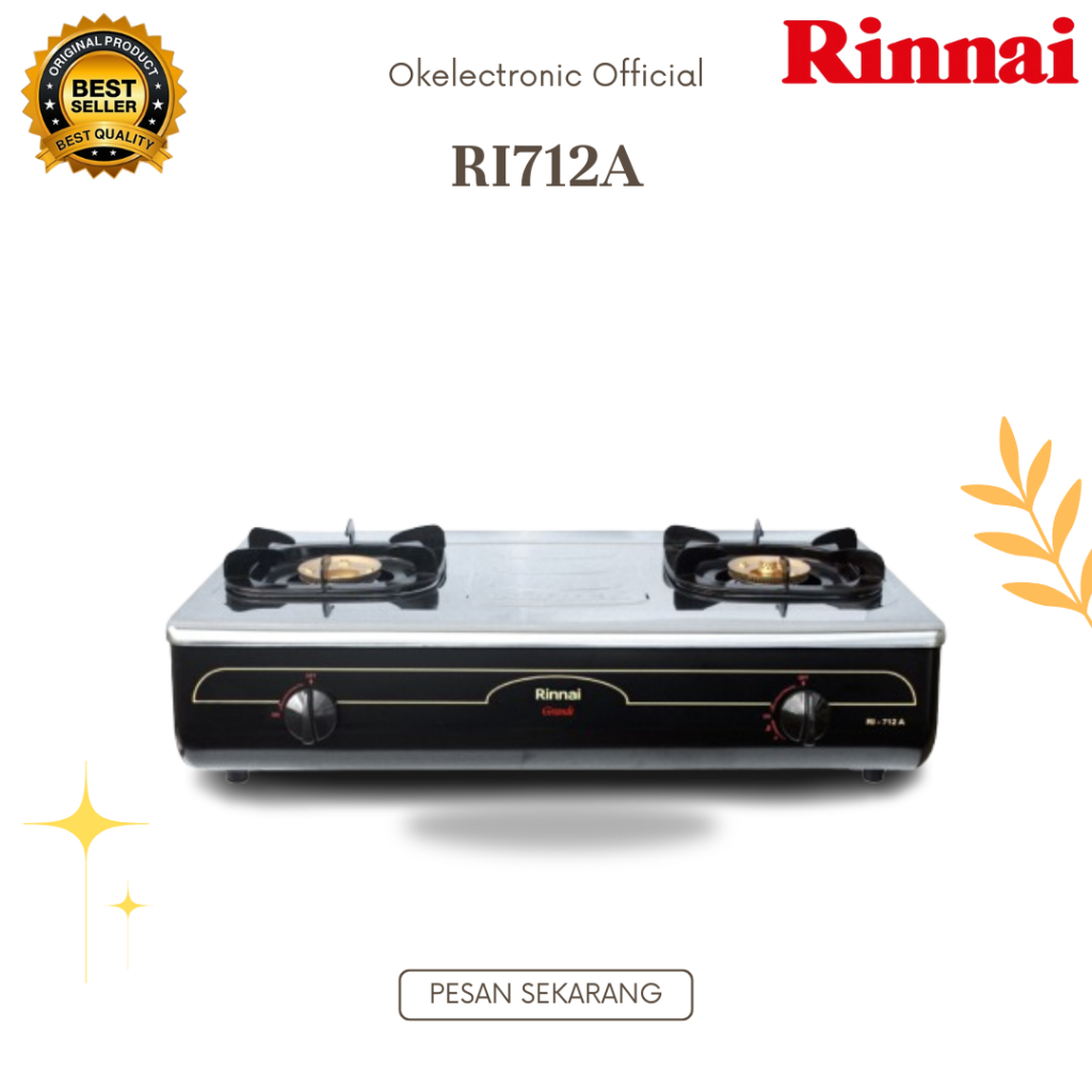 RINNAI KOMPOR GAS RI 712A KOMPOR GAS 2 TUNGKU/RI712A/RI712 A/RI 712A/RI 712 A/ORIGINAL/GARANSI RESMI