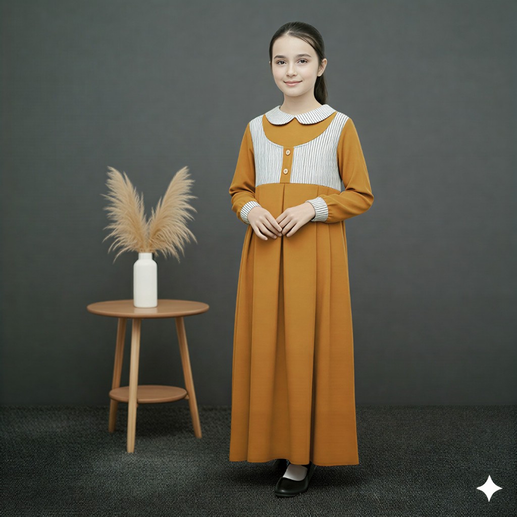 meliana dress anak dan remaja terbaru variasi motif salur garis-garis bahan crinkle airflow premium 