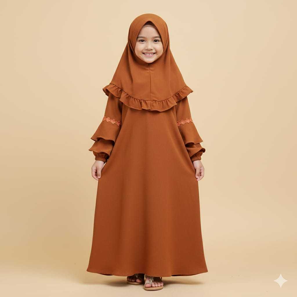 Abaya Anak Arabian Turki Warna Hitam Premium Bahan Crinkle Airflow Baju Abaya Anak Usia Tanggung Kek