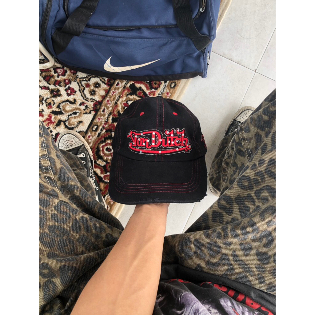 00's Von Dutch Baseball Cap With Red Stitching